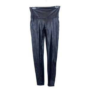 SPANX Faux Leather Leggings L Black High Waisted large